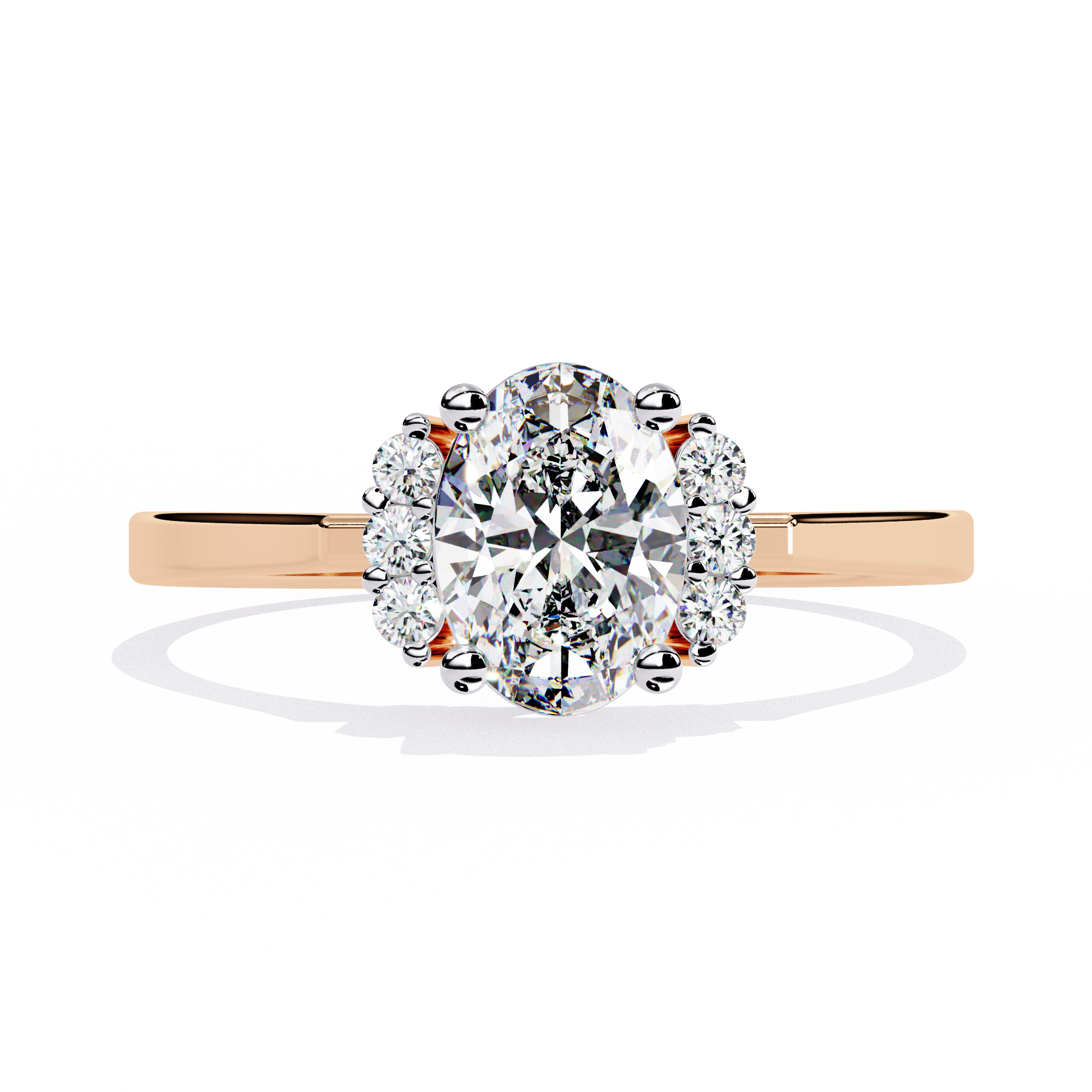 Solitairekart-0.72 CT Lab Grown Oval Halo Cluster Diamond Ring in 14K Yellow Gold